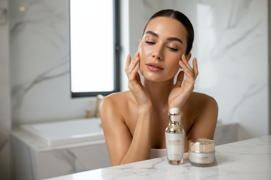 Alalore retinol serum kullanan cilt bakımı yapan kadın