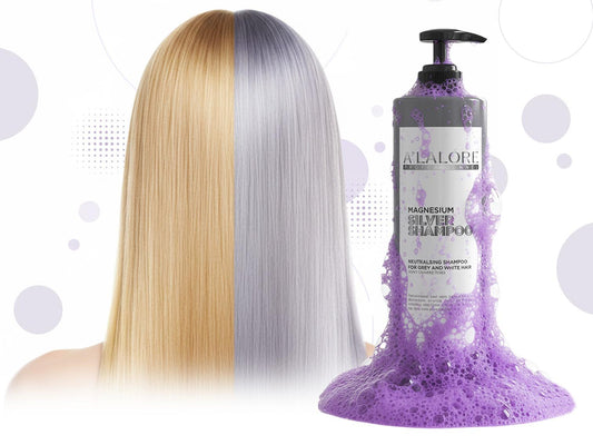 Mor şampuan ne işe yarar sorusuna cevap veren, sarı saçta mor pigment etkisi gösteren bakım ürünü ve uygulama sonucu