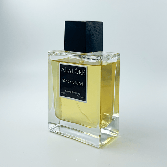 A'LALÓRE Black Secret erkek parfüm önerisi şık cam şişede 100 ml eau de parfum