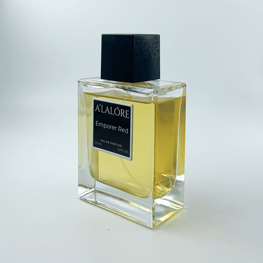 A'LALÓRE Emporer Red erkek parfüm şeffaf cam şişede siyah kapaklı