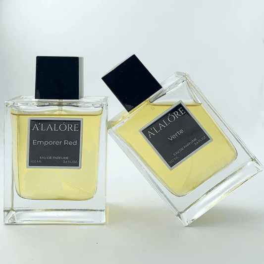 A'LALÓRE marka iki farklı erkek parfümü 100 ml şişede Emporer Red ve Verte çeşitleri