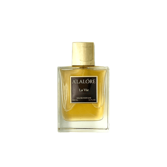 A'LALÓRE markası kadın parfümü 100 ml şeffaf şişede altın kapaklı