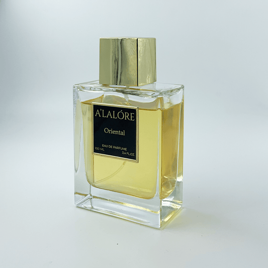 A'LALÓRE markalı oriental kadın parfümü şık cam şişede sade tasarım