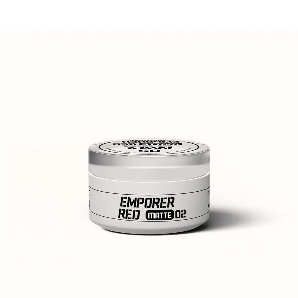 A'LALÓRE Emporer Red Matte 02 saç şekillendirici mat wax kavanozu beyaz ambalajda