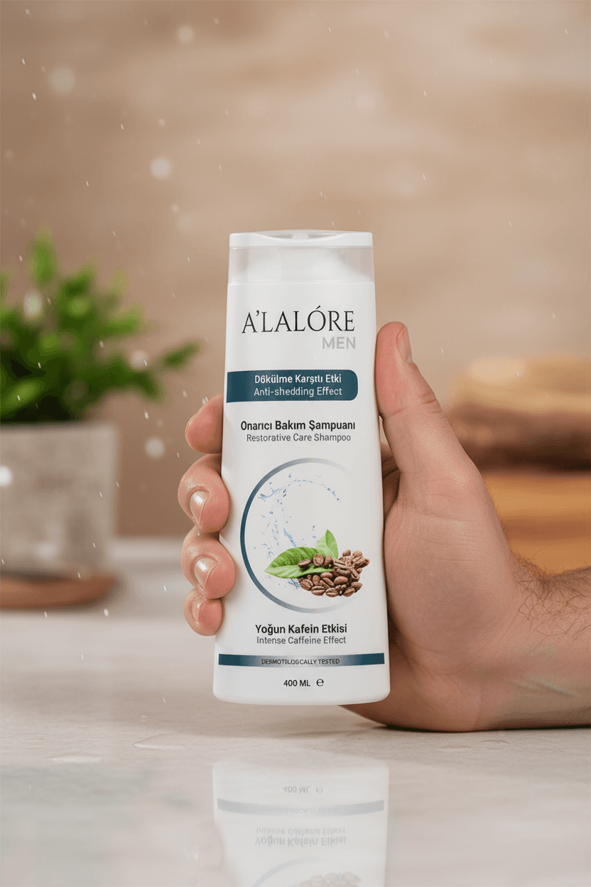 Alalore marka erkeklere özel dökülme karşıtı şampuan kahve özlü 400 ml pakette