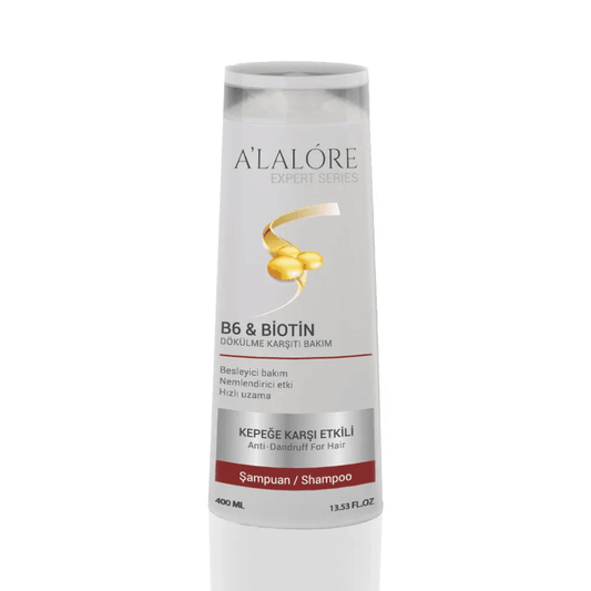 Alalore B6 ve Biotin içeren kepeğe karşı etkili şampuan 400 ml besleyici ve nemlendirici bakım