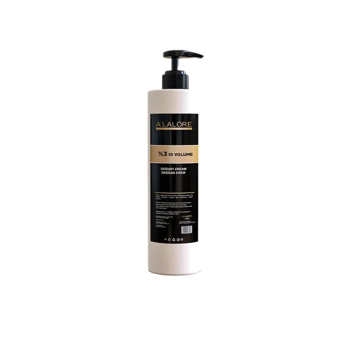 Alalore marka siyah beyaz şişede oksidan krem 3 saç bakım ürünü pompalı ambalajda