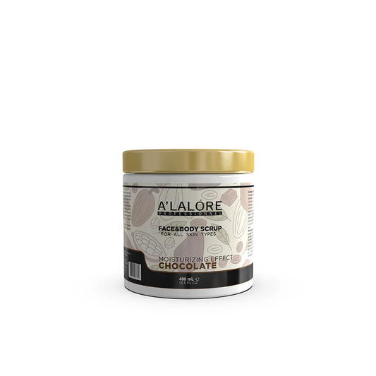 A'LALÓRE markalı çikolatalı nemlendirici etkili yüz ve vücut scrub maske kavanozu