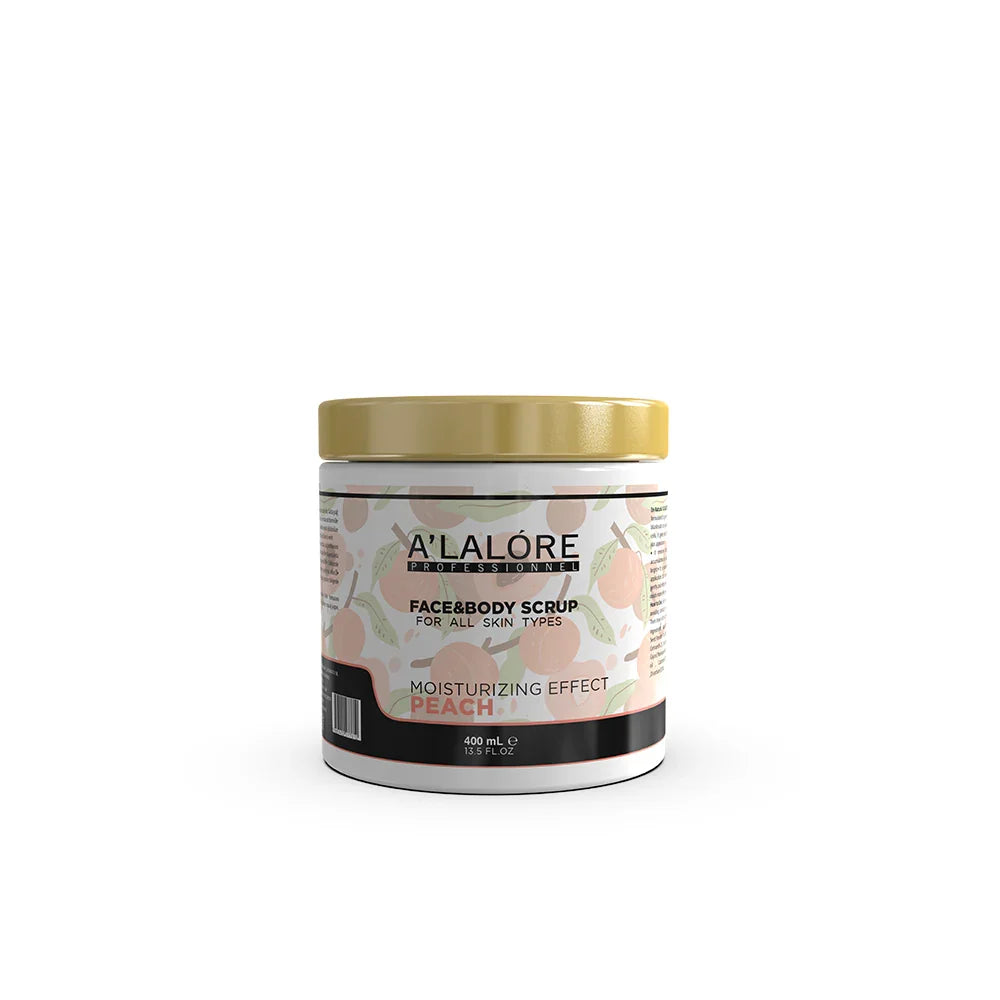 A'LALÓRE şeftali özlü scrub maske yüz ve vücut için nemlendirici etkili 400 ml kavanoz