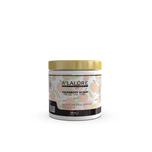 A'LALÓRE şeftali özlü scrub maske yüz ve vücut için nemlendirici etkili 400 ml kavanoz