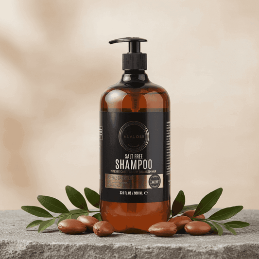 Alalore tuzsuz şampuan argan içeren büyük pompalı şişe doğal argan yağlı saç bakımı için