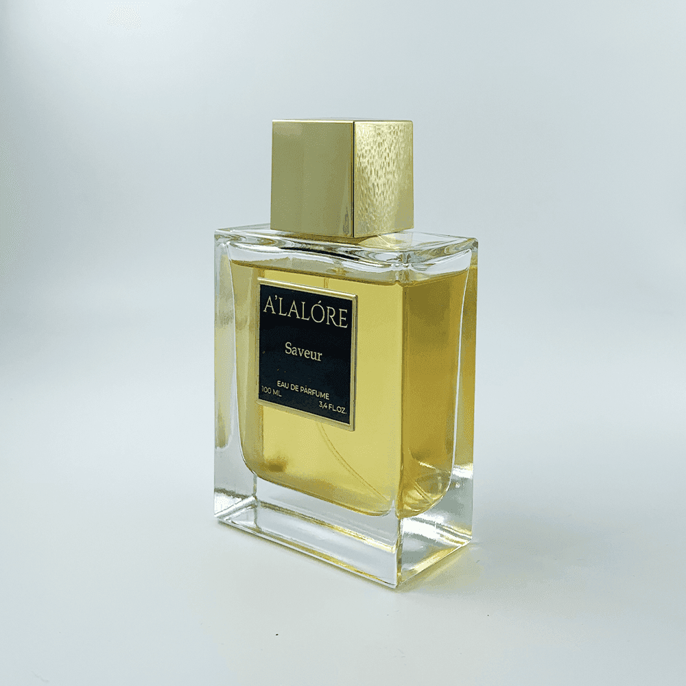Alalore markalı unisex parfüm 100 ml şık cam şişede altın kapaklı