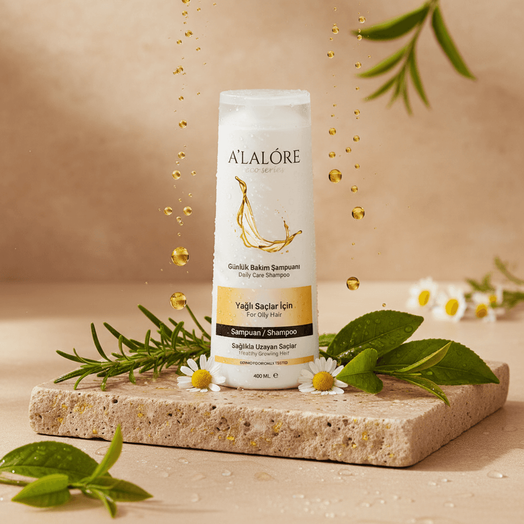 Alalore günlük bakım şampuanı yağlı saçlar için şampuan 400 ml doğal bitkisel içerikli